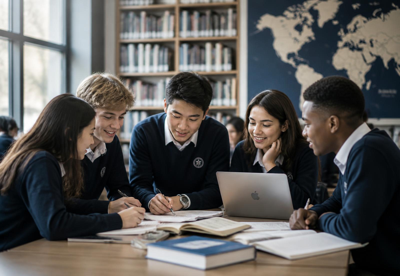 IB students from different countries studying together